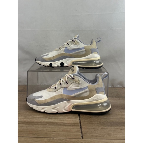 Nike Air Max 270 React Women's Shoes CT1287 100 White Light Blue Cream Size 7 - Picture 2 of 10